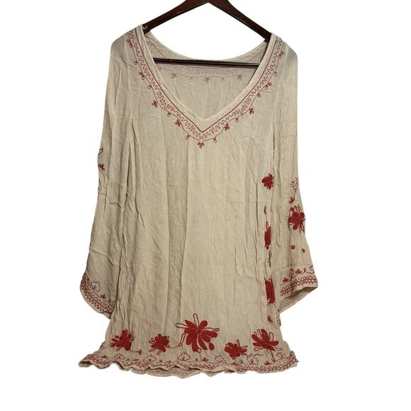 Free People Skyfall Embroidered Tunic Dress in Tea Combo Sz Medium Boho - Picture 1 of 8